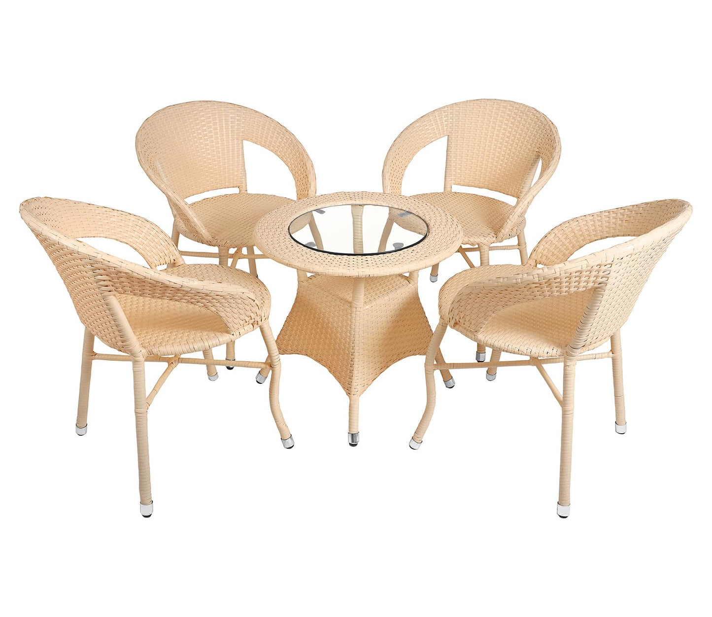 Jerez Outdoor Patio Set| Durable Garden Furniture-4 Chairs + 1 Table Cream