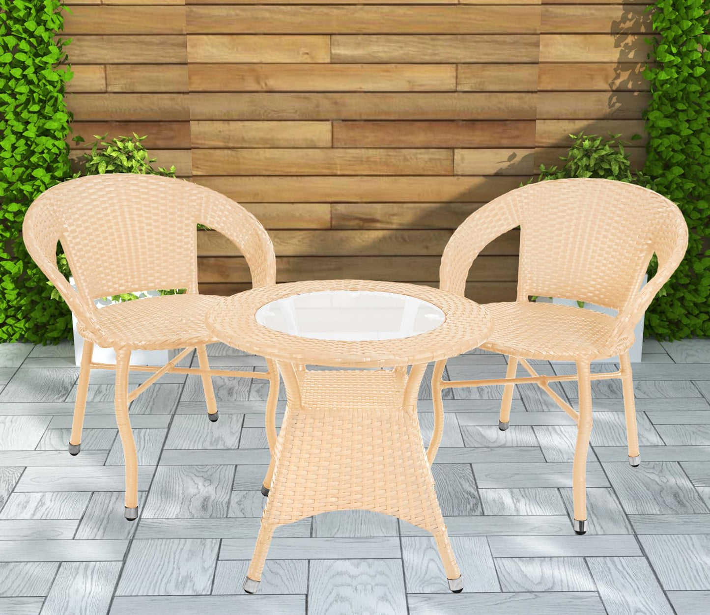 Diez Outdoor Patio Set| Durable Garden Furniture-2 Chairs + 1 Table Cream