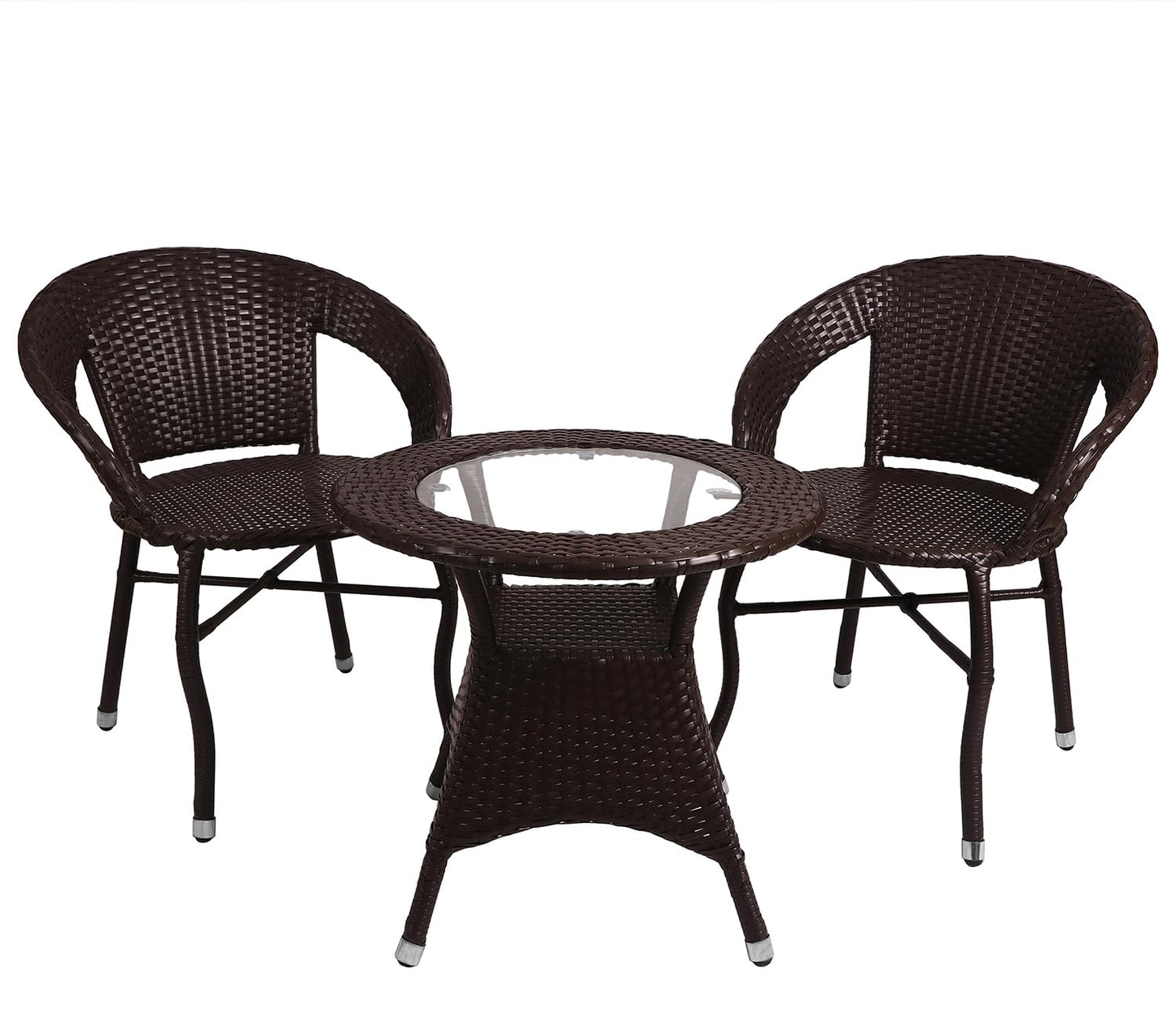 Arjona Outdoor Patio Set| Durable Garden Furniture-2 Chairs + 1 Table Brown