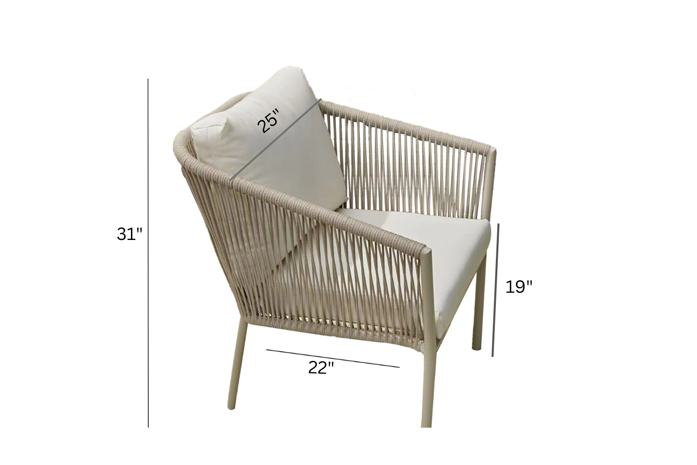 Pico Outdoor Patio Set| Durable Garden Furniture-2 Chairs + 1 Table Beige Braided & Rope