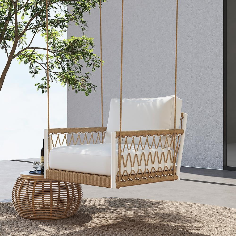 Frei Single Seater Hanging Swing| Without Stand For Outdoor (Honey) Braided and Rope