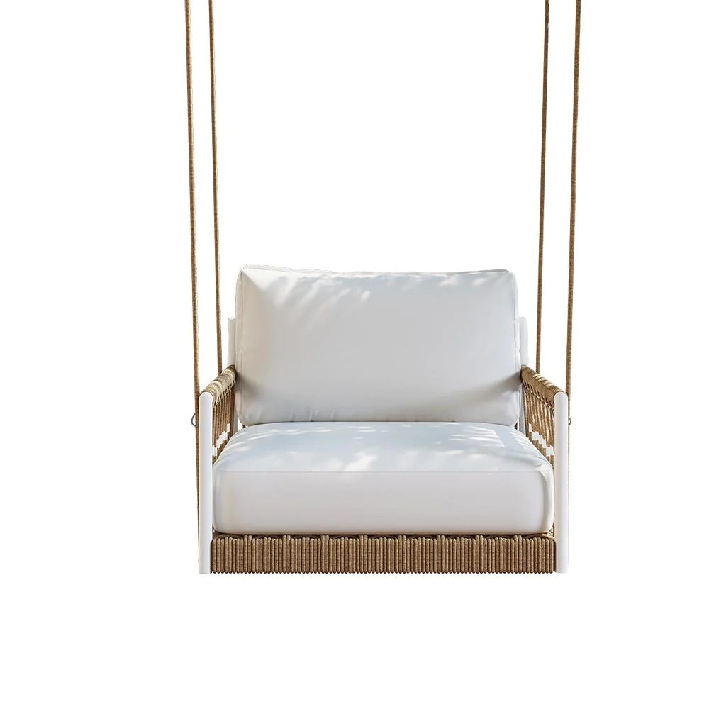 Frei Single Seater Hanging Swing| Without Stand For Outdoor (Honey) Braided and Rope
