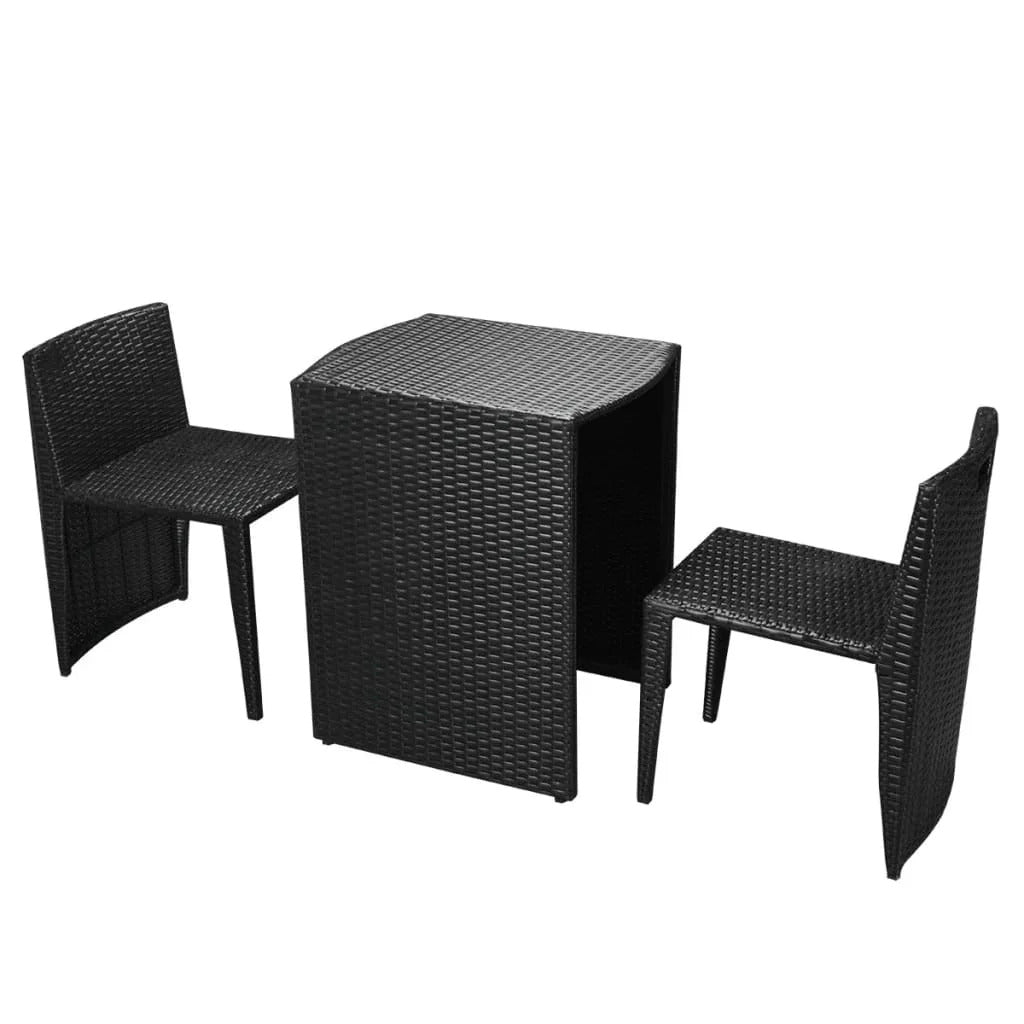 Nieves Outdoor Patio Set| Durable Garden Furniture-2 Chairs + 1 Table Black