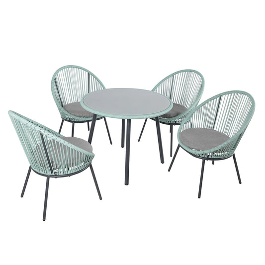 Ercilia Outdoor Patio Set| Durable Garden Furniture-4 Chairs + 1 Table Teal