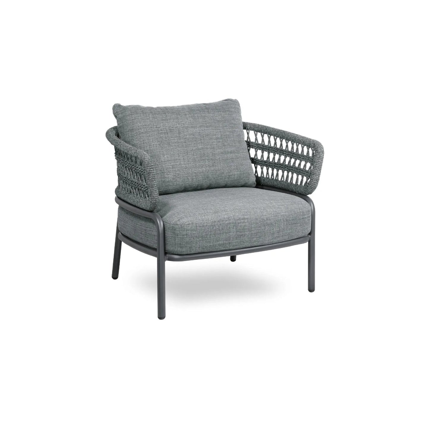 Liese Outdoor Garden Balcony 4 Seater Sofa Set Braided and Rope-Light Grey