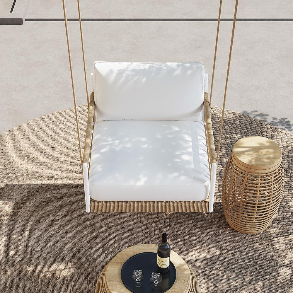 Frei Single Seater Hanging Swing| Without Stand For Outdoor (Honey) Braided and Rope