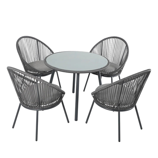 Perea Outdoor Patio Set| Durable Garden Furniture-4 Chairs + 1 Table Grey
