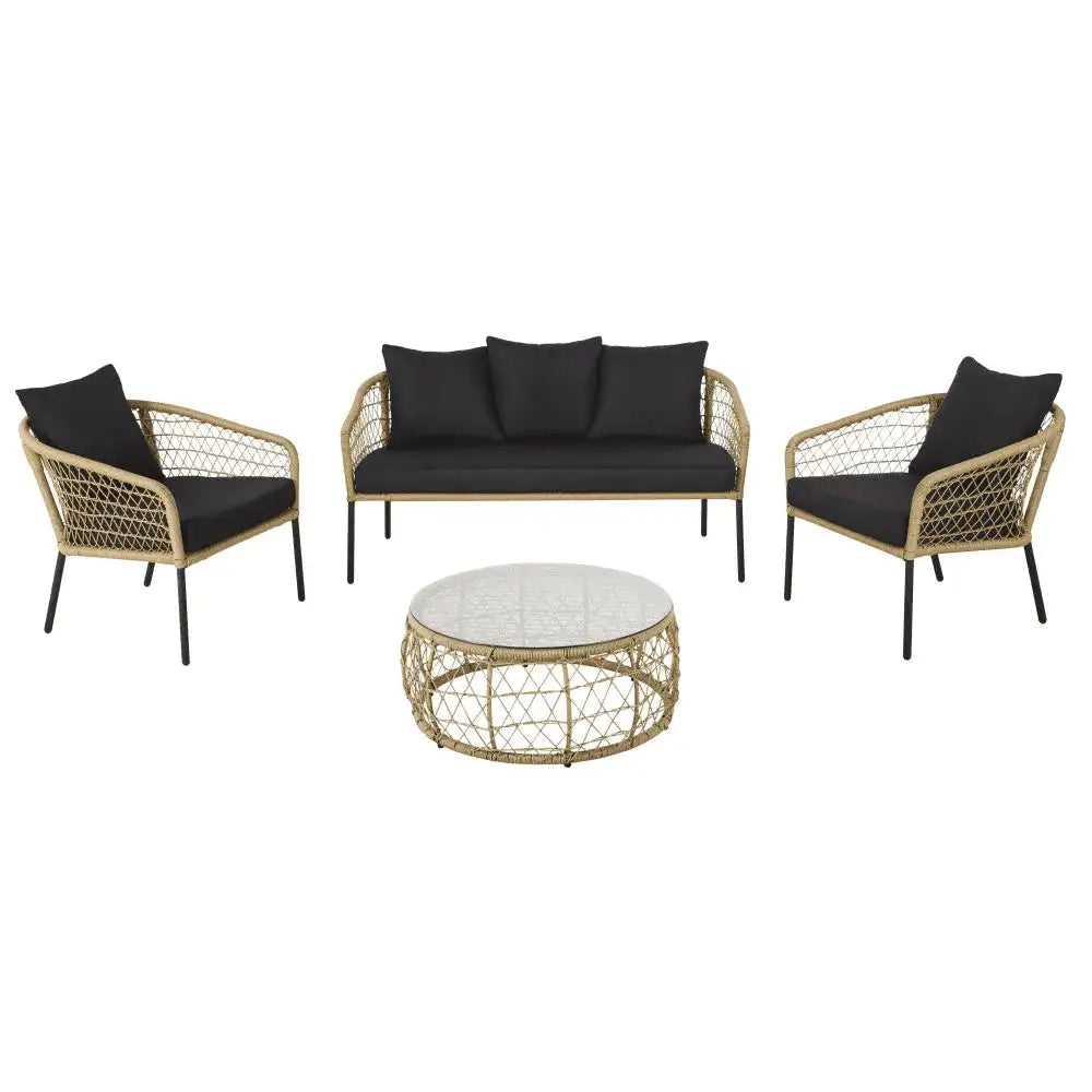 Ceylan Outdoor Garden Balcony 5 Seater Sofa Set- Honey