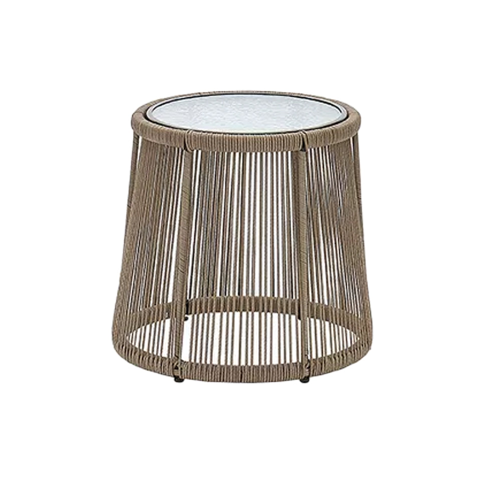 Enrico Outdoor Patio Set| Durable Garden Furniture-2 Chairs + 1 Table Beige Braided & Rope