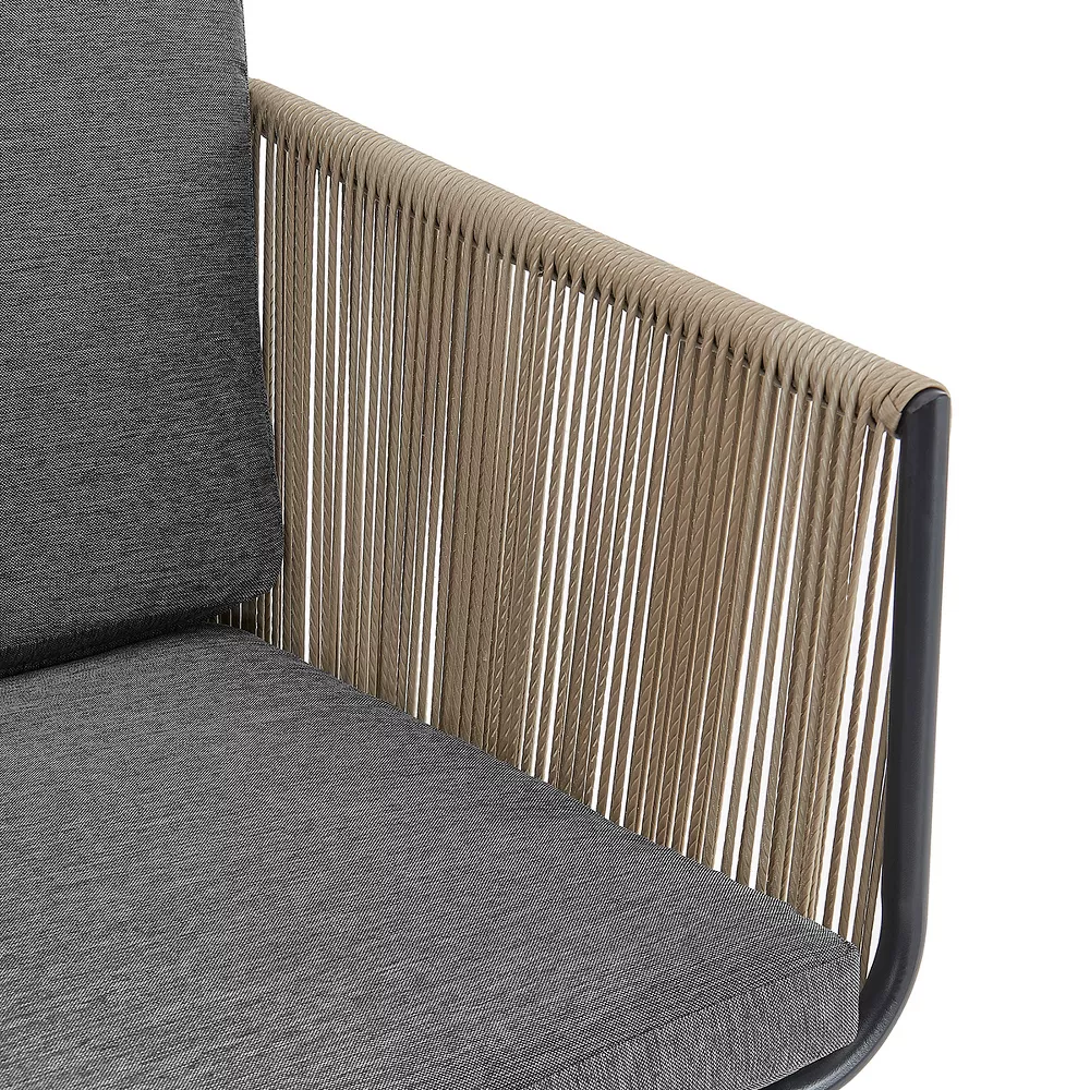 Enrico Outdoor Patio Set| Durable Garden Furniture-2 Chairs + 1 Table Beige Braided & Rope