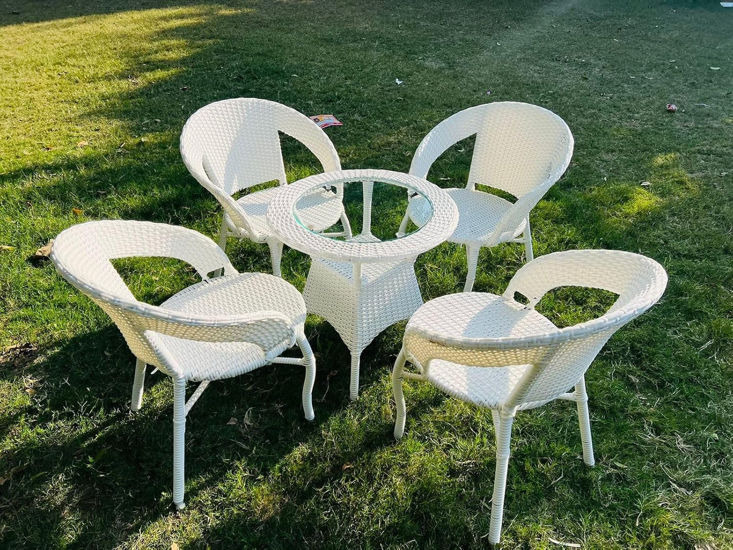 Vallez Outdoor Patio Set| Durable Garden Furniture-4 Chairs + 1 Table White