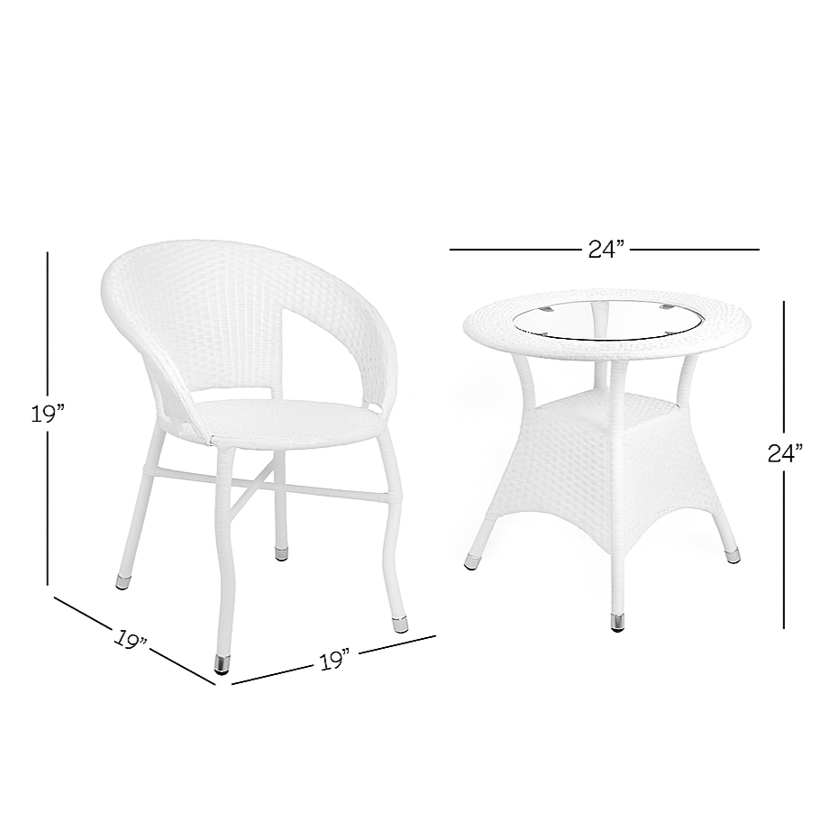 Vallez Outdoor Patio Set| Durable Garden Furniture-4 Chairs + 1 Table White