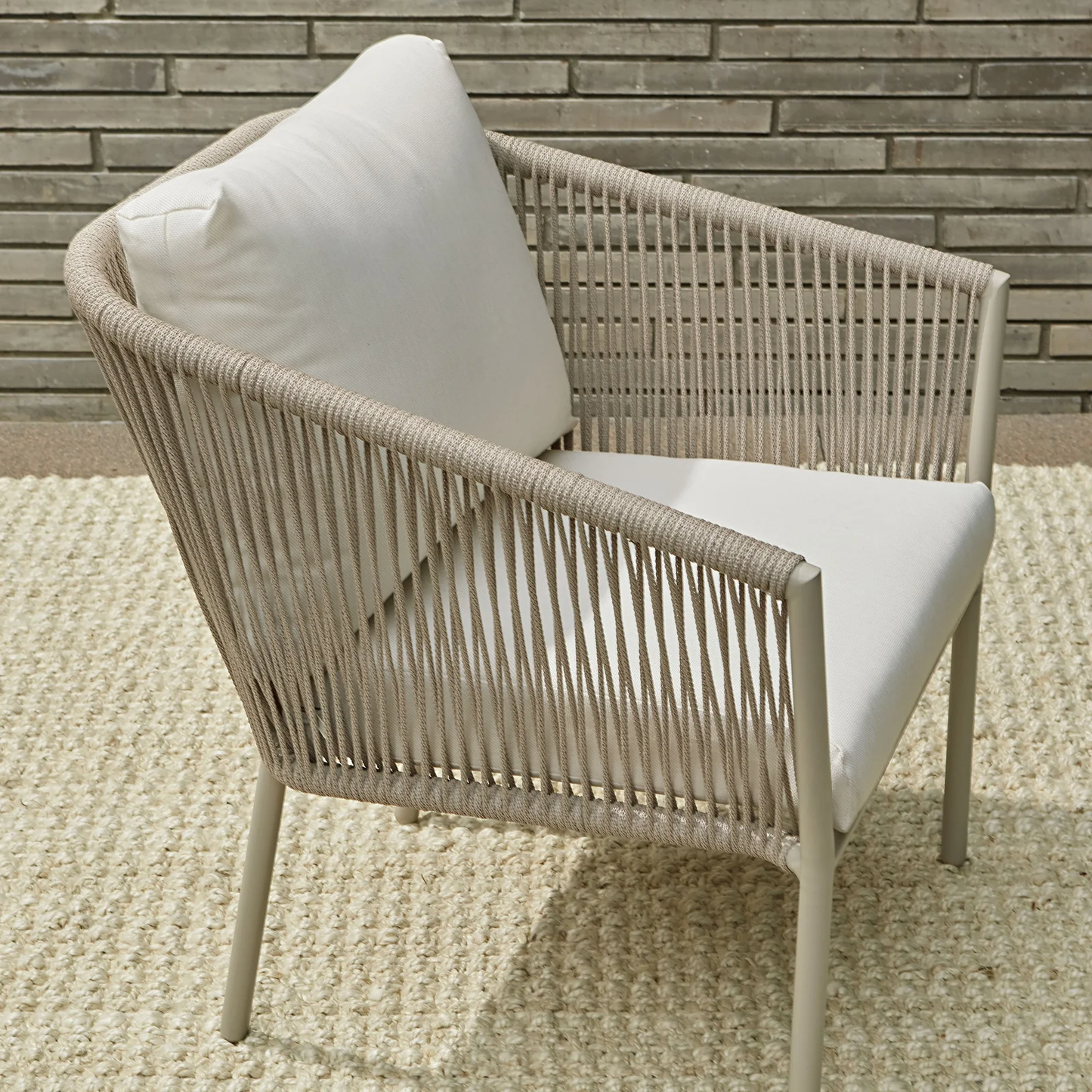 Pico Outdoor Patio Set| Durable Garden Furniture-2 Chairs + 1 Table Beige Braided & Rope