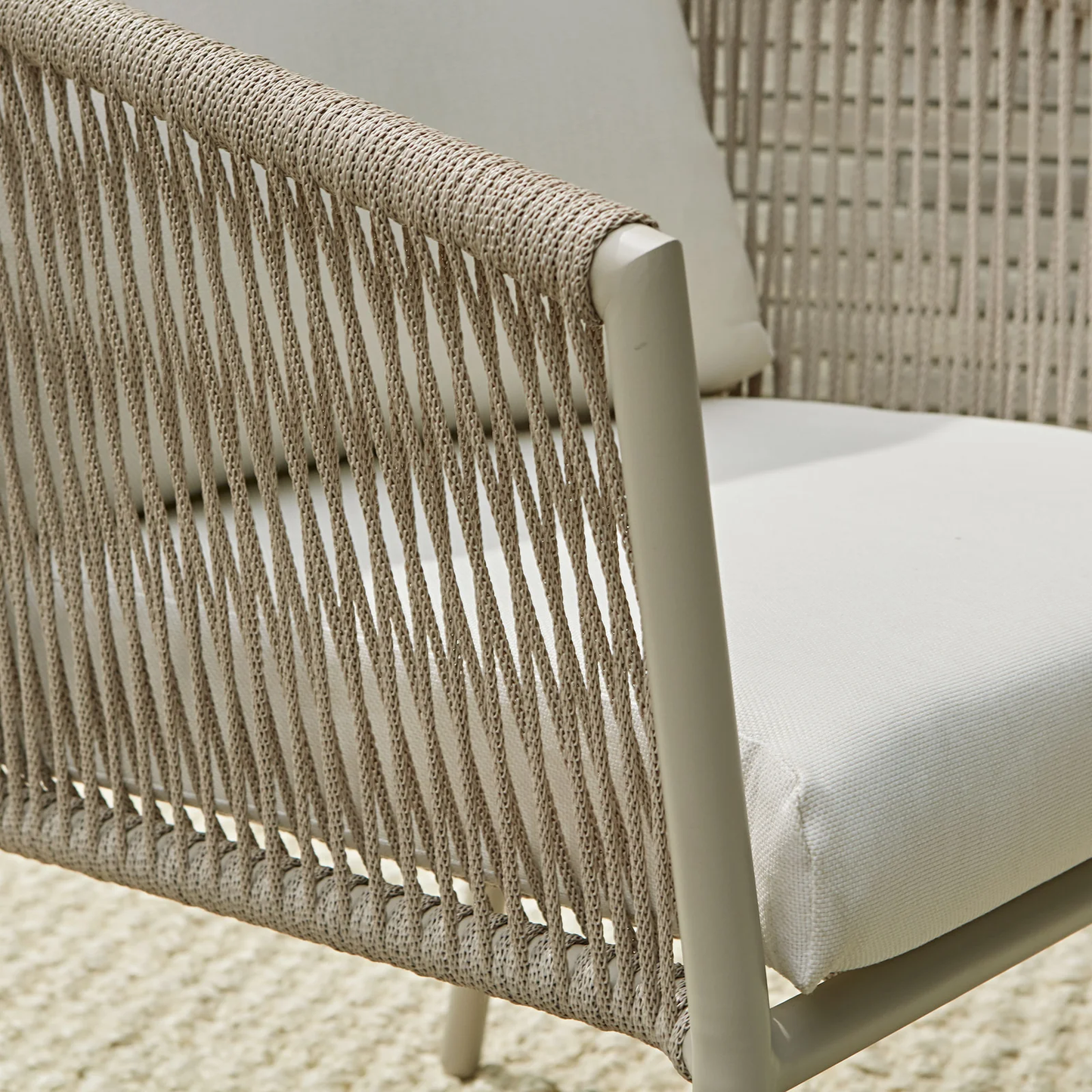 Pico Outdoor Patio Set| Durable Garden Furniture-2 Chairs + 1 Table Beige Braided & Rope