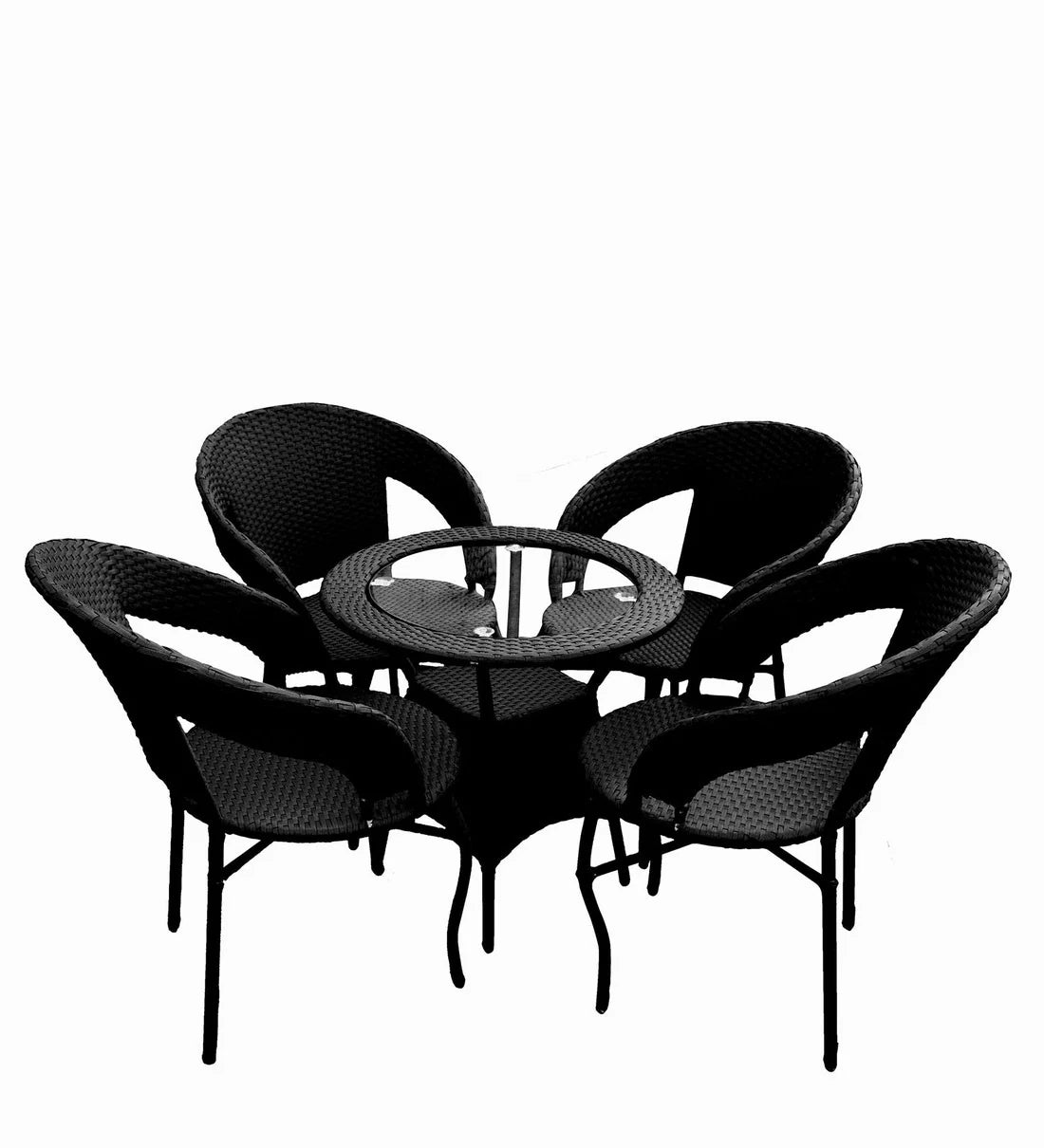 Nieve Outdoor Patio Set| Durable Garden Furniture-4 Chairs + 1 Table Black