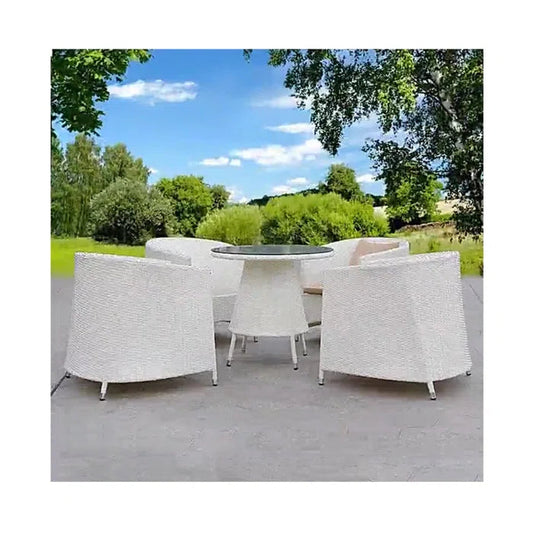 Eliseo Outdoor Patio Set| Durable Garden Furniture-4 Chairs + 1 Table White