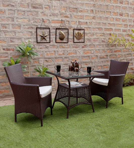 Veliz Outdoor Patio Set| Durable Garden Furniture-2 Chairs + 1 Table Dark Brown