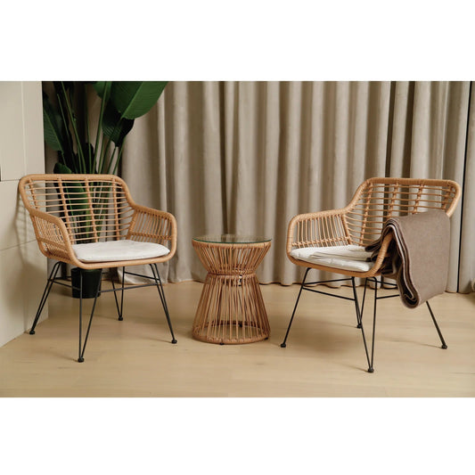 Arina Outdoor Patio Set| Durable Garden Furniture-2 Chairs + 1 Table Light Brown
