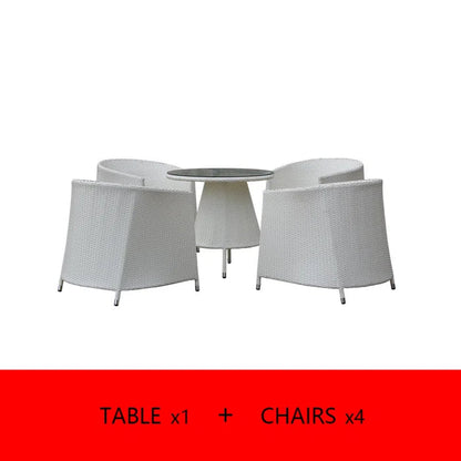 Eliseo Outdoor Patio Set| Durable Garden Furniture-4 Chairs + 1 Table White
