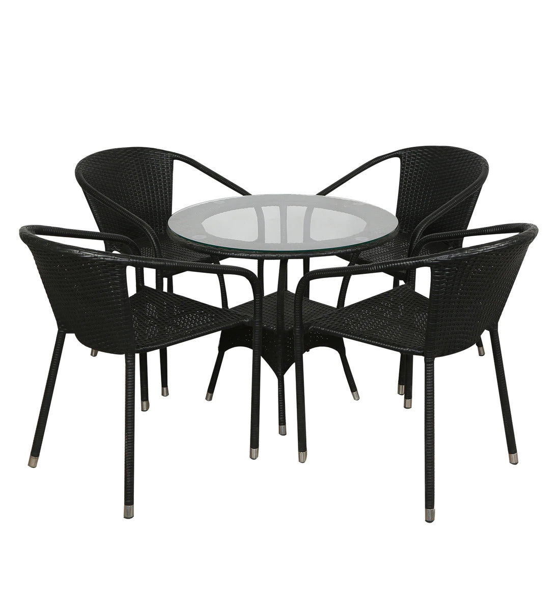 Fabián Outdoor Patio Set| Durable Garden Furniture-4 Chairs + 1 Table Black