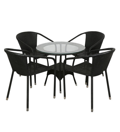Fabián Outdoor Patio Set| Durable Garden Furniture-4 Chairs + 1 Table Black