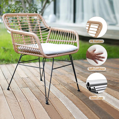 Arina Outdoor Patio Set| Durable Garden Furniture-2 Chairs + 1 Table Light Brown