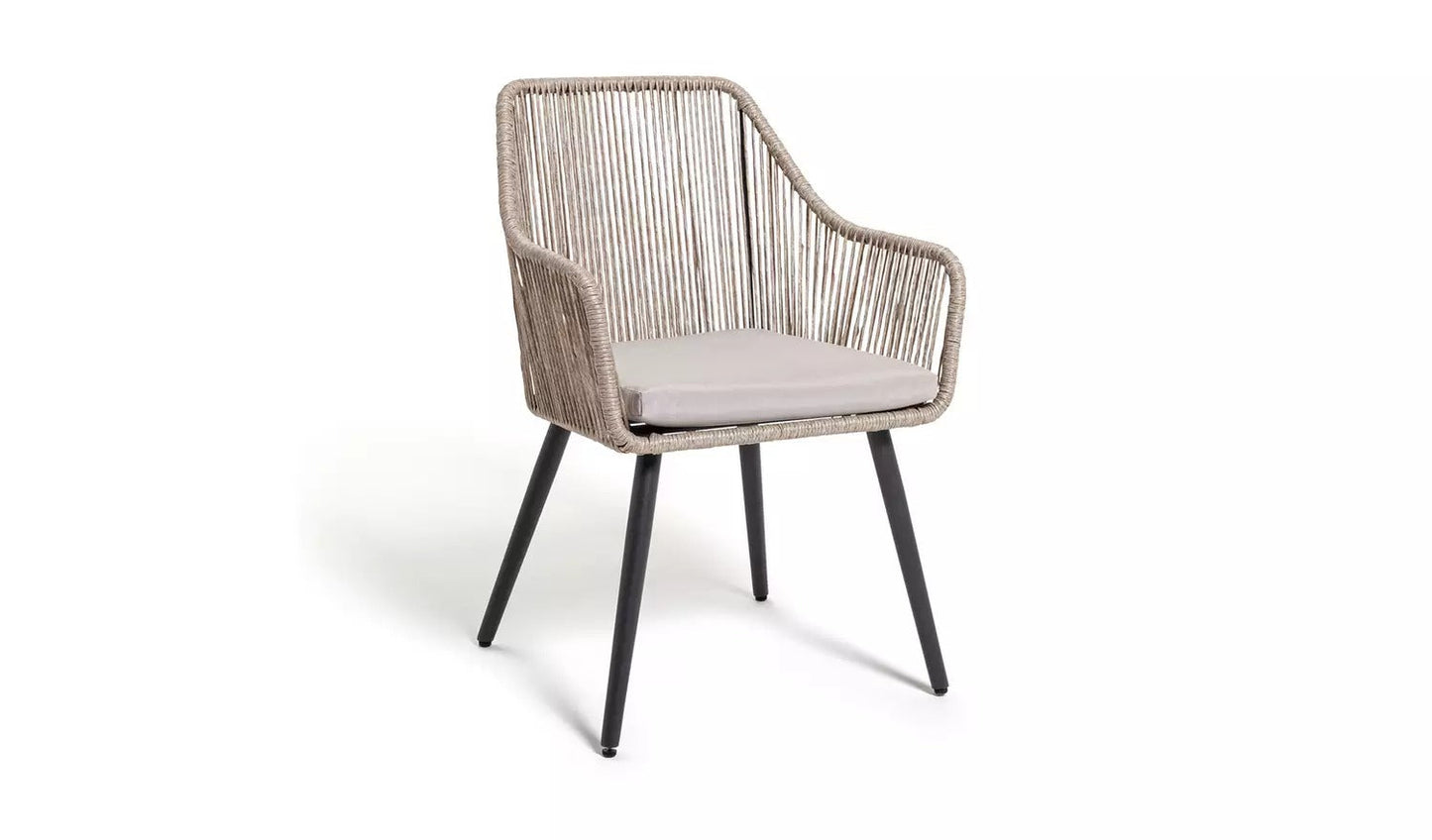 Silvio Outdoor Patio Set| Durable Garden Furniture-4 Chairs + 1 Table Braided And Rope Beige