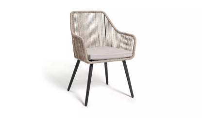 Silvio Outdoor Patio Set| Durable Garden Furniture-4 Chairs + 1 Table Braided And Rope Beige