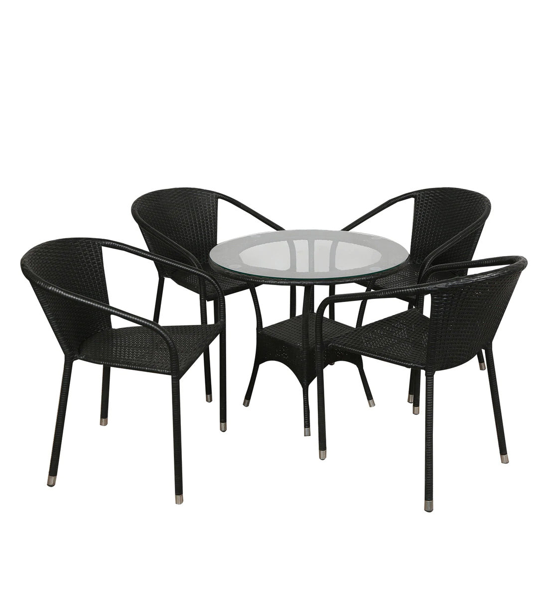 Fabián Outdoor Patio Set| Durable Garden Furniture-4 Chairs + 1 Table Black