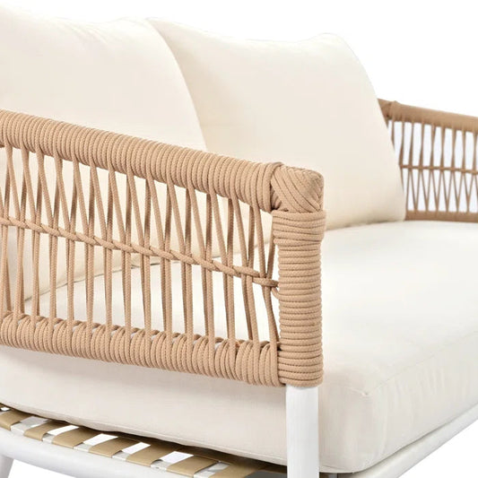Teufel Outdoor Garden Balcony 4 Seater Sofa Set Braided and Rope-Beige