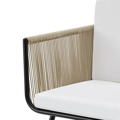 Sias Outdoor Patio Set| Durable Garden Furniture-2 Chairs + 1 Table Tan Braided & Rope