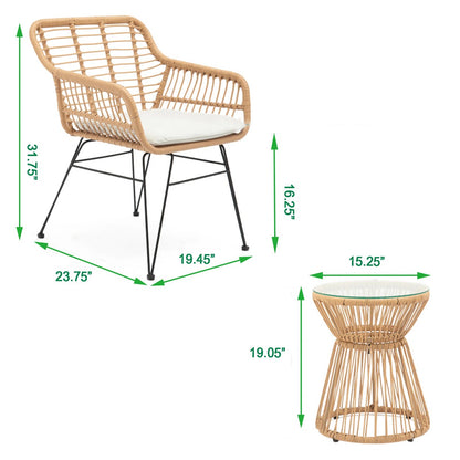 Arina Outdoor Patio Set| Durable Garden Furniture-2 Chairs + 1 Table Light Brown