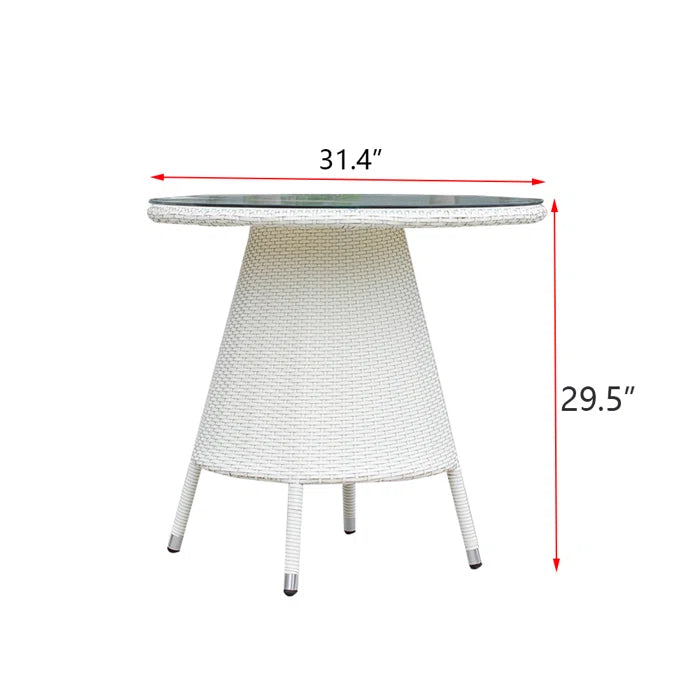 Eliseo Outdoor Patio Set| Durable Garden Furniture-4 Chairs + 1 Table White