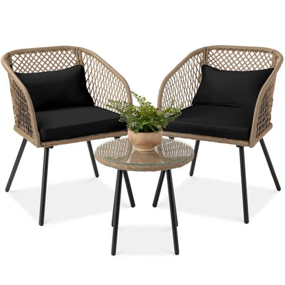 Malvolio Outdoor Patio Set| Durable Garden Furniture-2 Chairs + 1 Table Honey
