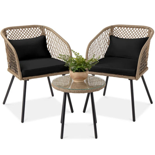 Malvolio Outdoor Patio Set| Durable Garden Furniture-2 Chairs + 1 Table Honey