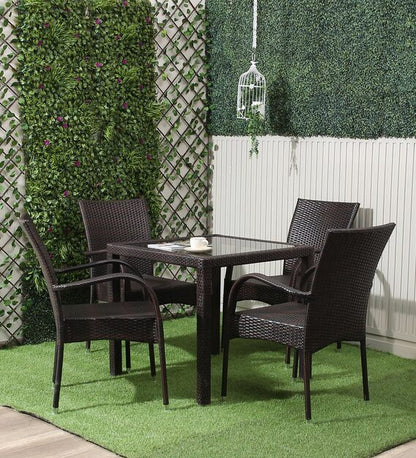 Vilchez Outdoor Patio Set| Durable Garden Furniture-4 Chairs + 1 Table Brown