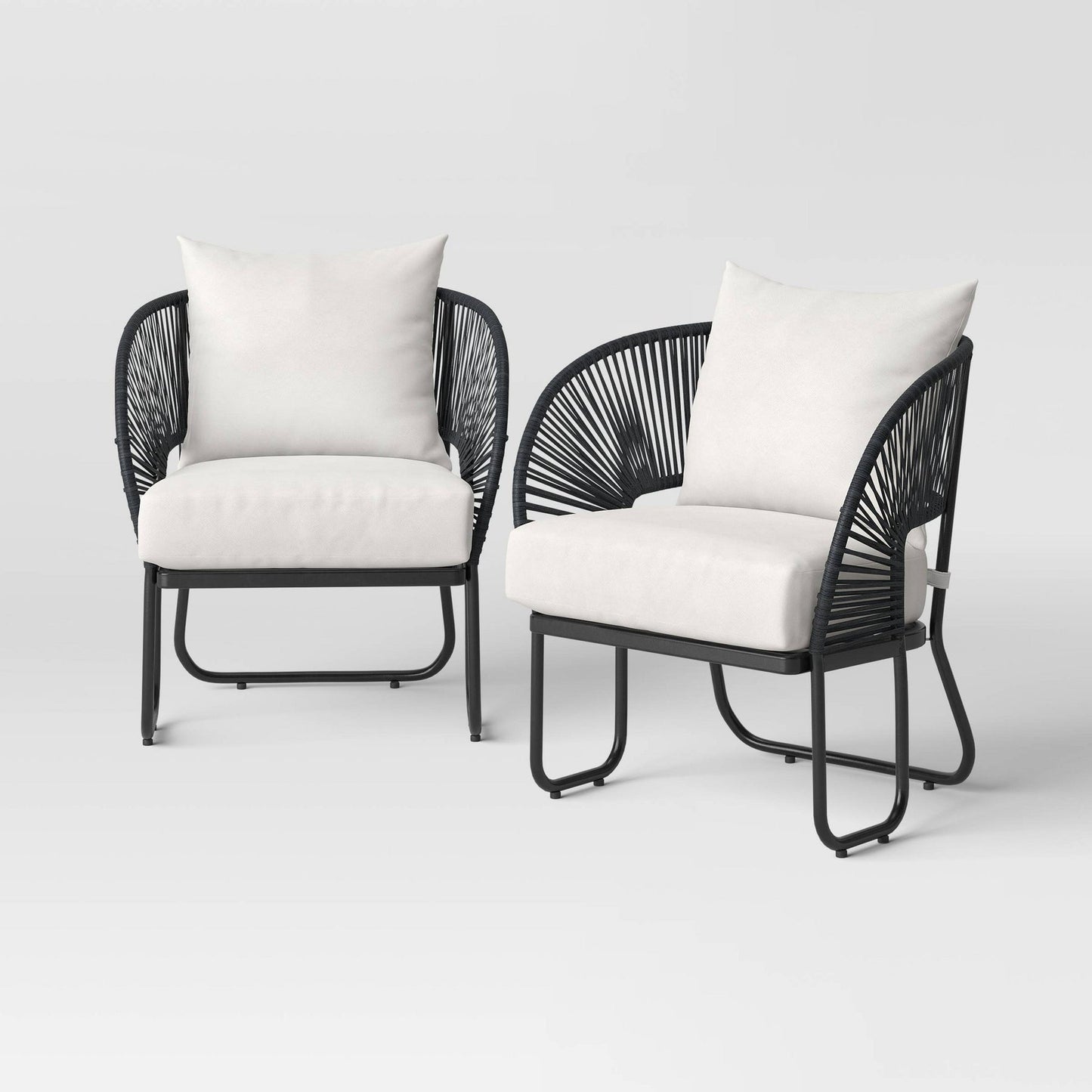 Forst Outdoor Garden Balcony 4 Seater Sofa Set Braided and Rope-Black