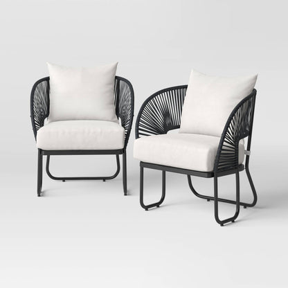 Forst Outdoor Garden Balcony 4 Seater Sofa Set Braided and Rope-Black