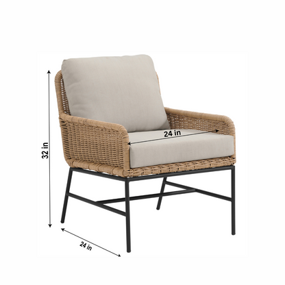Vilchis Outdoor Patio Set| Durable Garden Furniture-2 Chairs + 1 Table Light Brown