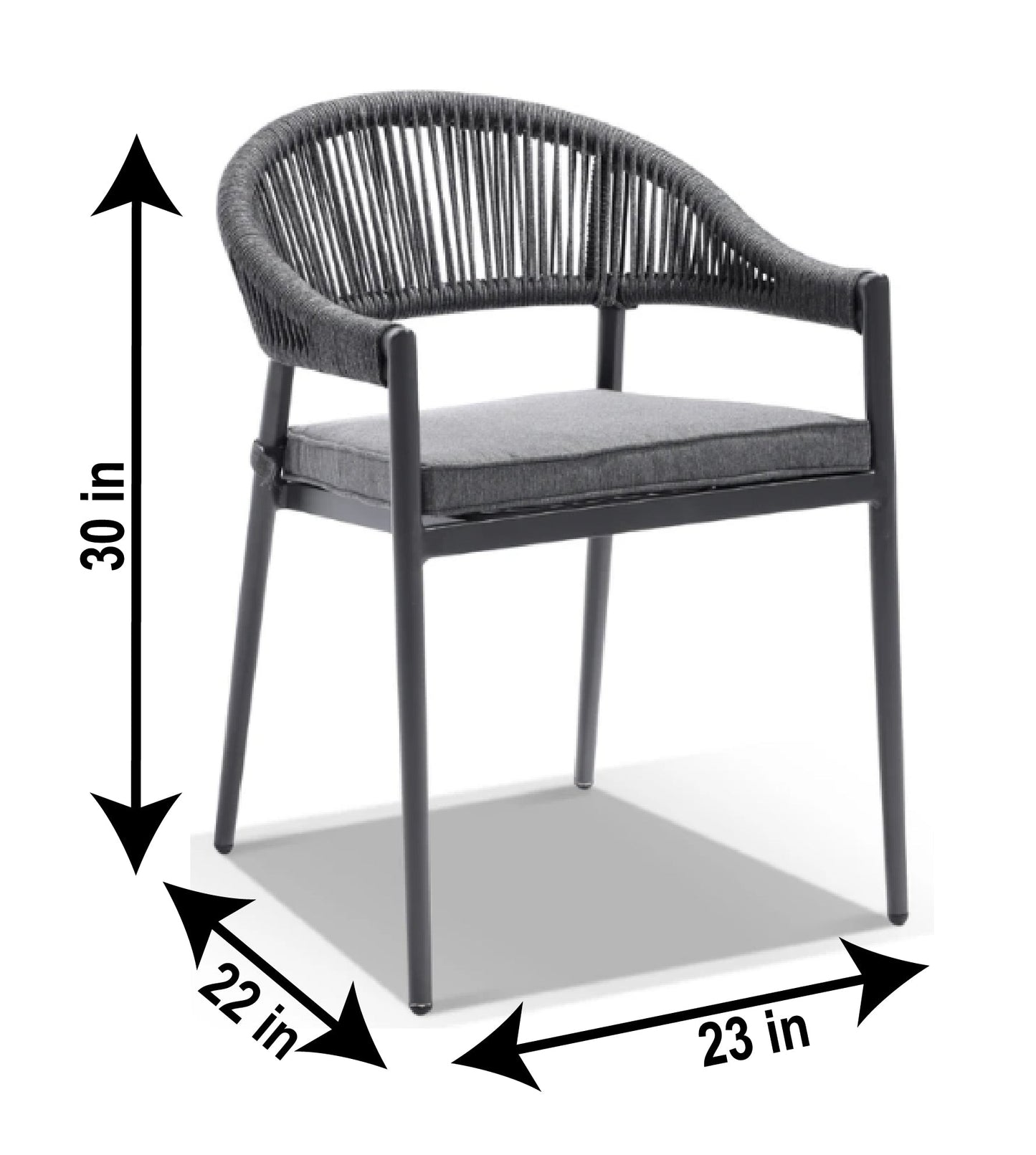 Paca Outdoor Patio Set| Durable Garden Furniture-4 Chairs + 1 Table Braided And Rope Grey