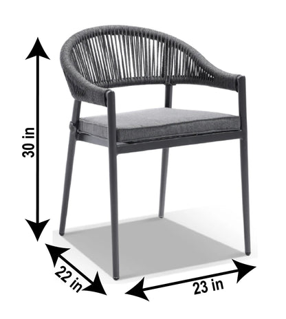 Paca Outdoor Patio Set| Durable Garden Furniture-4 Chairs + 1 Table Braided And Rope Grey