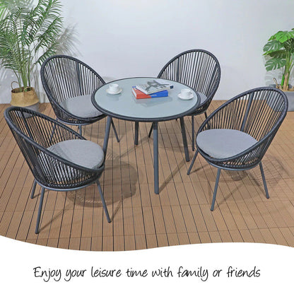 Ortez Outdoor Patio Set| Durable Garden Furniture-4 Chairs + 1 Table Black