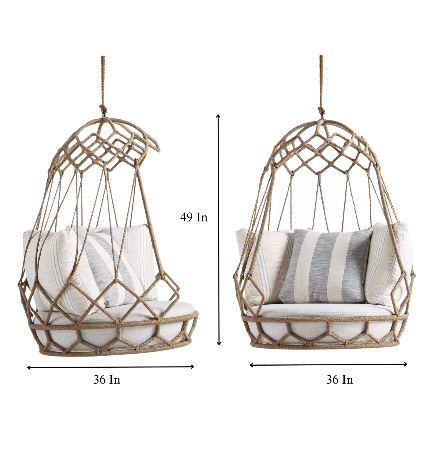 Tasse Single Seater Hanging Swing| Without Stand For Outdoor (Honey) Braided and Rope