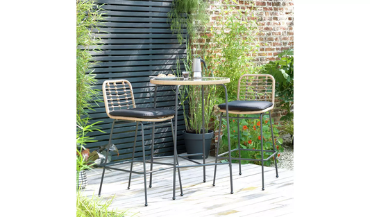 Emiko Outdoor Bar Set| Durable Garden Furniture-2 Chairs + 1 Table Beige