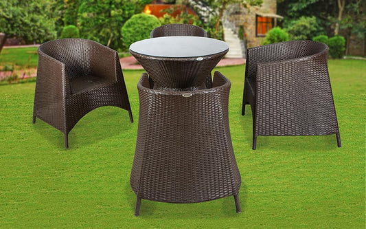 Cruz Outdoor Patio Set| Durable Garden Furniture-4 Chairs + 1 Table Brown