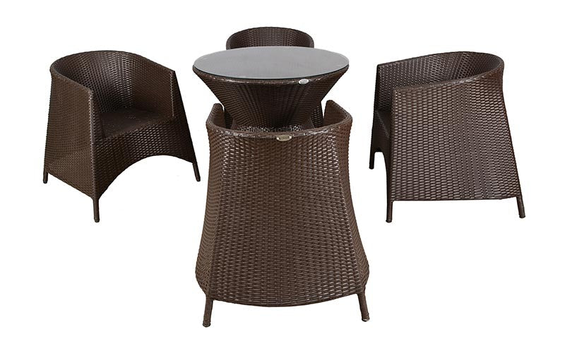 Cruz Outdoor Patio Set| Durable Garden Furniture-4 Chairs + 1 Table Brown