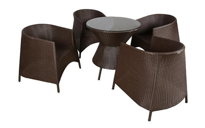 Cruz Outdoor Patio Set| Durable Garden Furniture-4 Chairs + 1 Table Brown