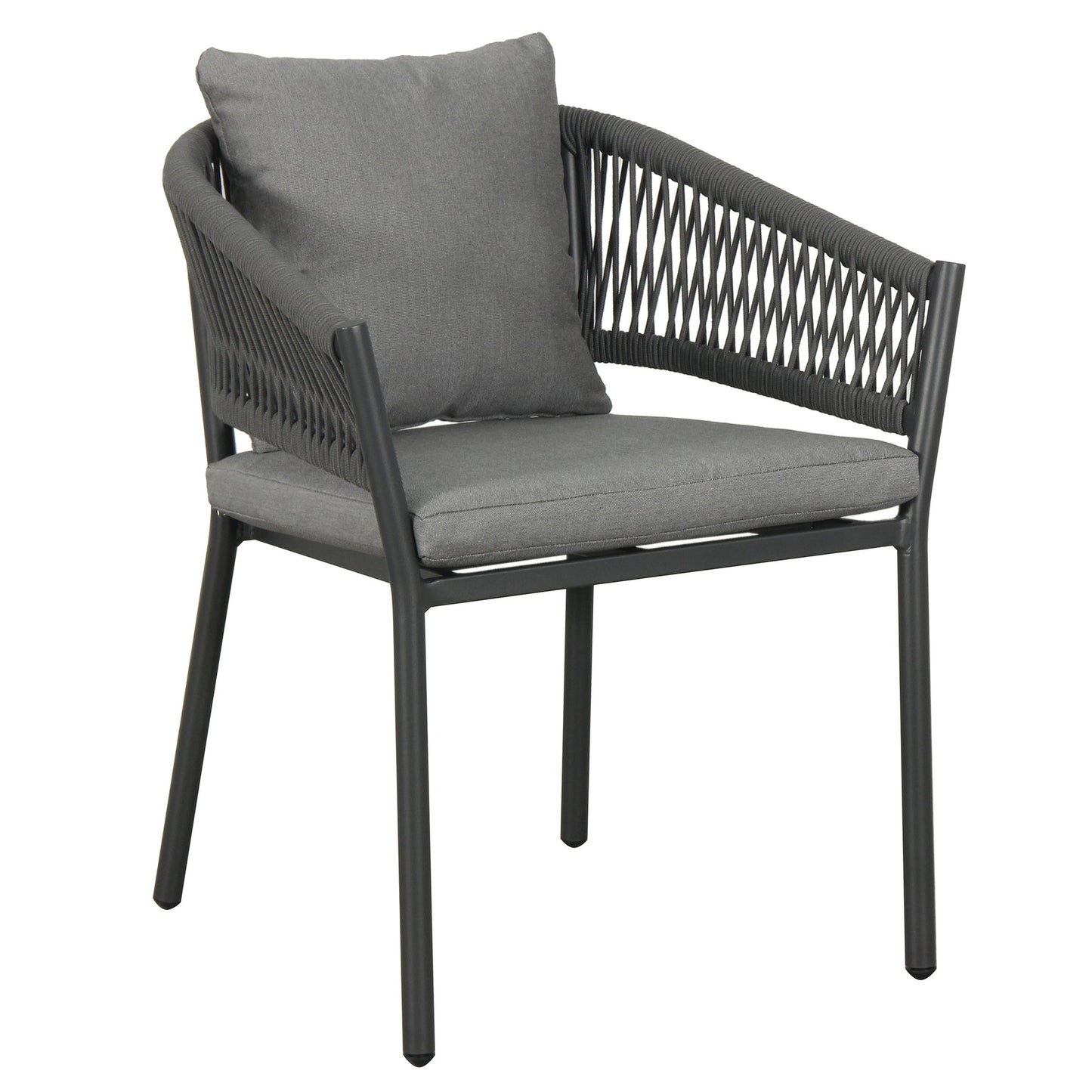 Deliz Outdoor Patio Set| Durable Garden Furniture-4 Chairs + 1 Table Braided And Rope Grey