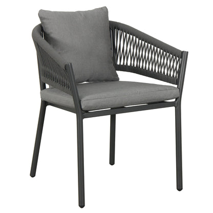 Deliz Outdoor Patio Set| Durable Garden Furniture-4 Chairs + 1 Table Braided And Rope Grey