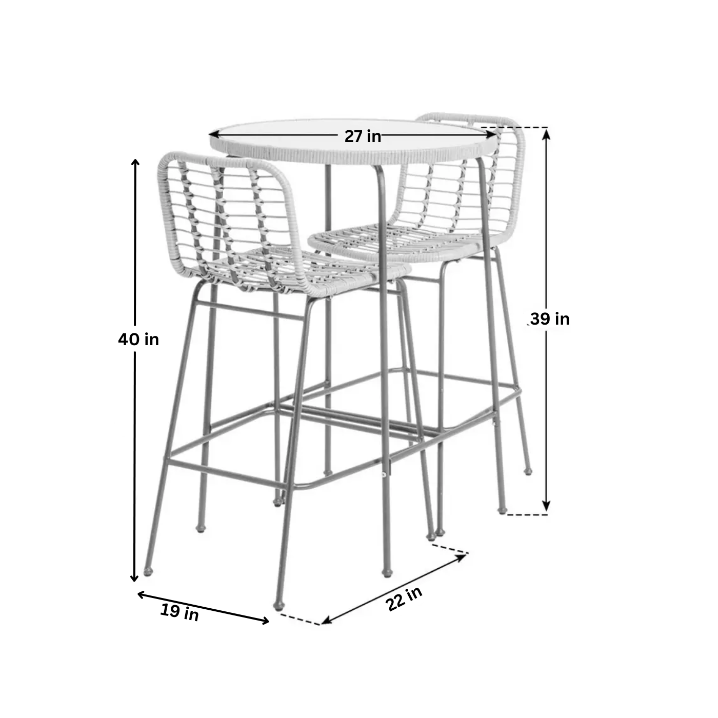 Emiko Outdoor Bar Set| Durable Garden Furniture-2 Chairs + 1 Table Beige